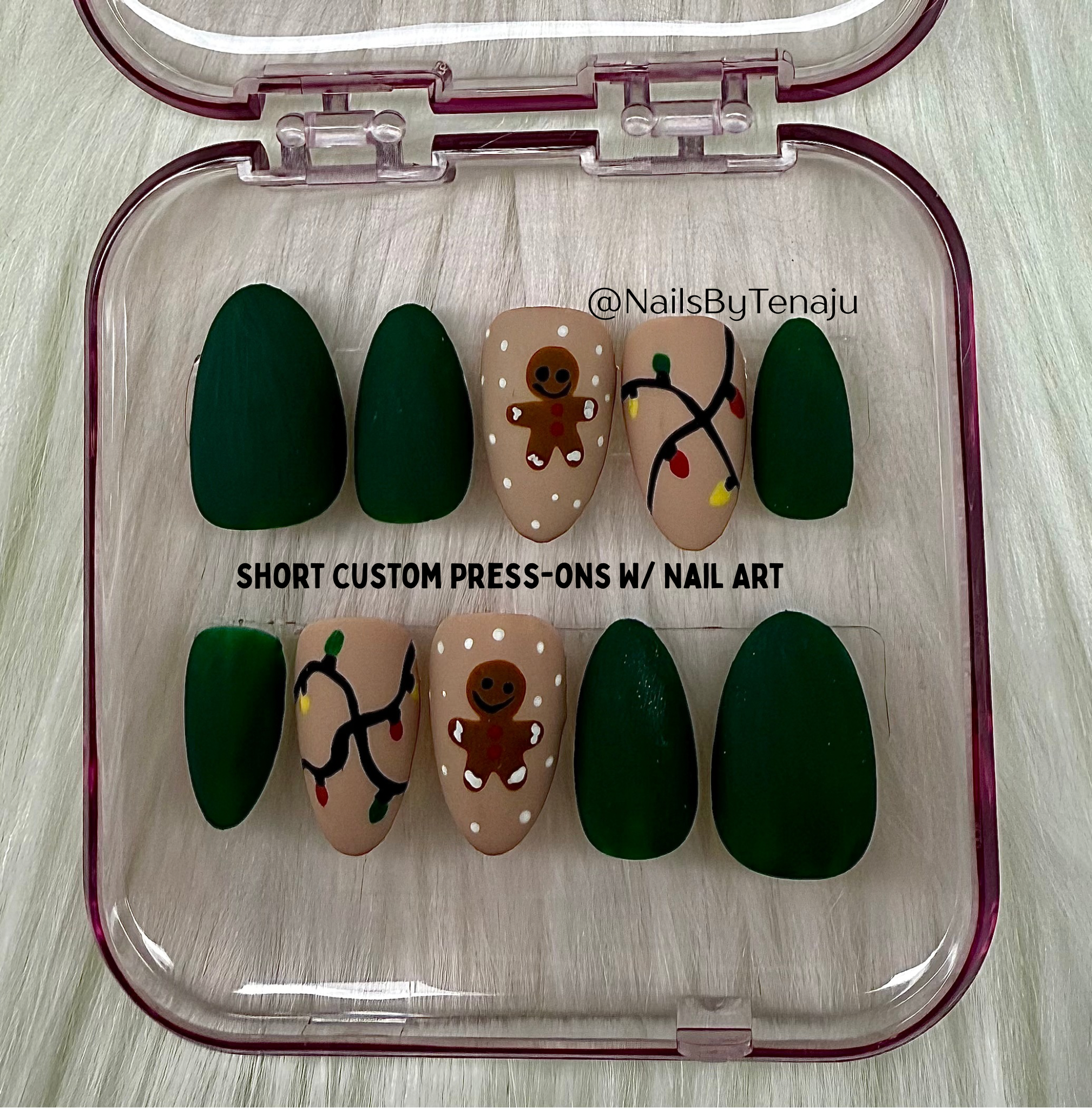 Matte Lights and Gingerbread Press-ons