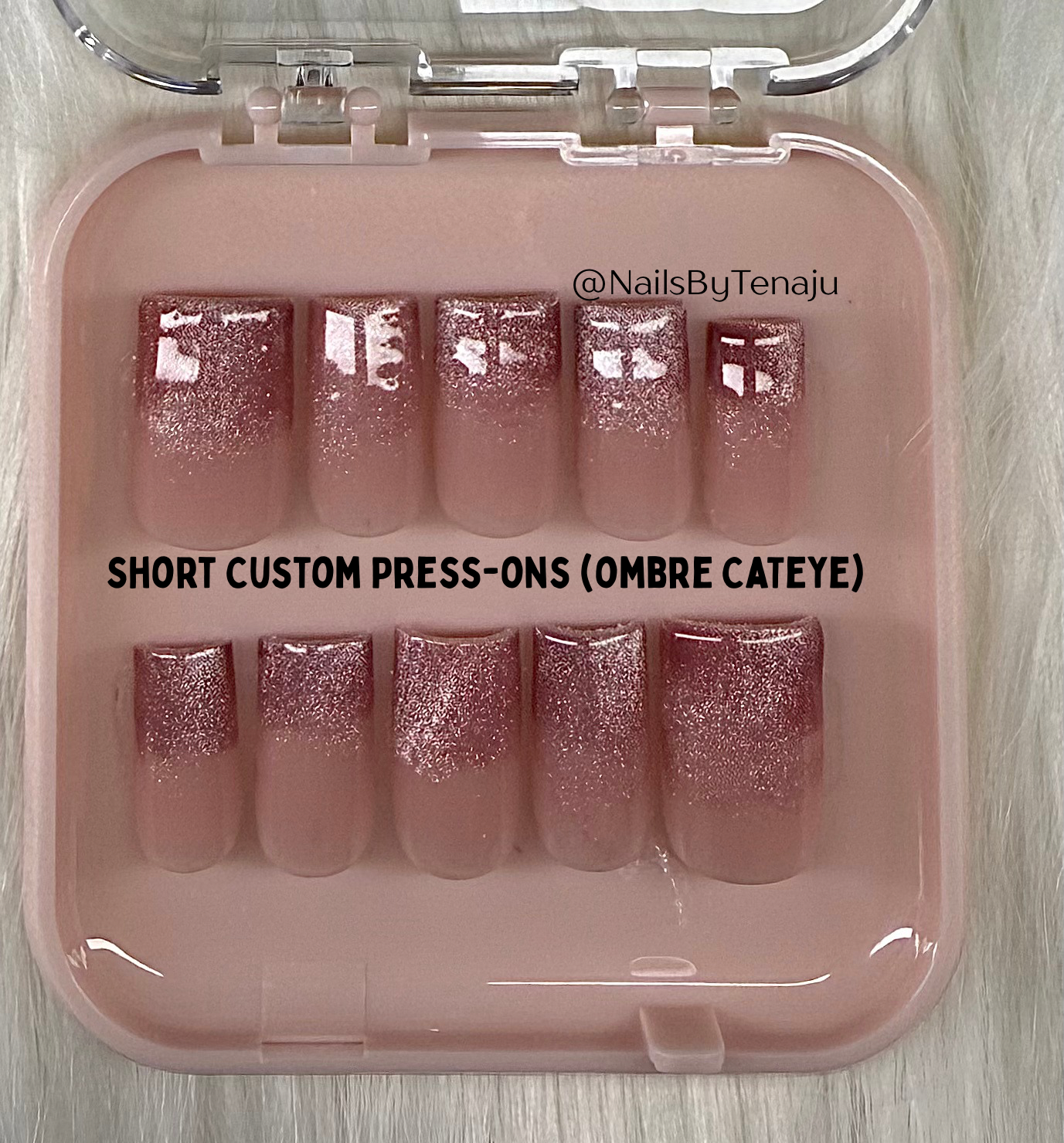 Pink Ombré Cateye Frenchie Press-ons